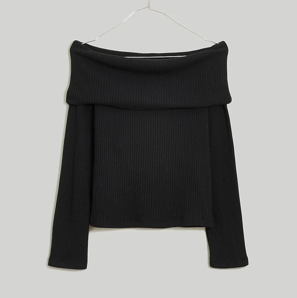 Madewell Off-Shoulder Long-Sleeve Top in True Black size XXS NWT NO498 - Picture 6 of 12